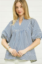 Load image into Gallery viewer, Charleston Striped Balloon Sleeve Top
