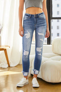 Kancan Distressed Skinny Mid Rise Jeans