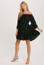 Load image into Gallery viewer, Hustle Black Ruffle Dress
