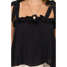 Load image into Gallery viewer, Hamptons Ready Black Tie Shoulder Ruffle Top
