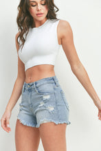 Load image into Gallery viewer, Mid Rise Frayed Denim Shorts

