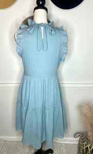 Bella Blue Ruffle Dress With Pockets