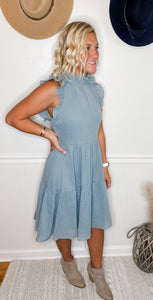 Bella Blue Ruffle Dress With Pockets