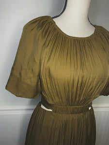 Olive Vibes Cutout Midi Dress