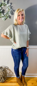 Sage Is All The Rage Ruffle Sleeve Top