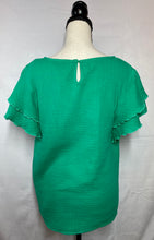 Load image into Gallery viewer, Emerald Vibes Ruffle Sleeve Top
