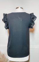 Load image into Gallery viewer, Formally Yours Black Ruffle Sleeve Top
