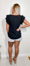 Load image into Gallery viewer, Formally Yours Black Ruffle Sleeve Top
