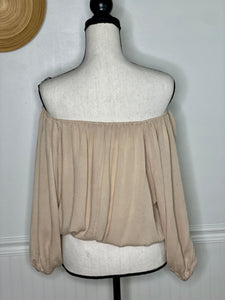 Beige All The Way Off The Shoulder Top